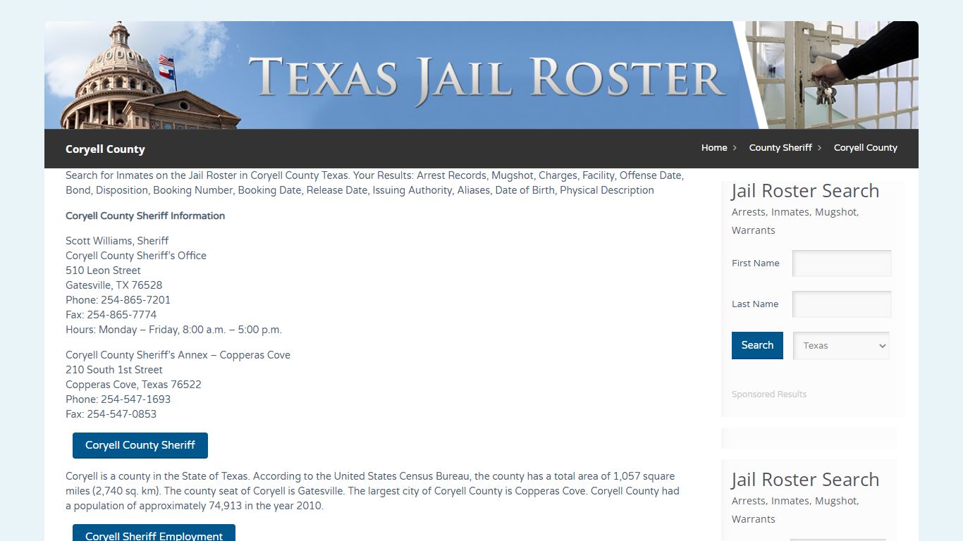 Coryell County | Jail Roster Search